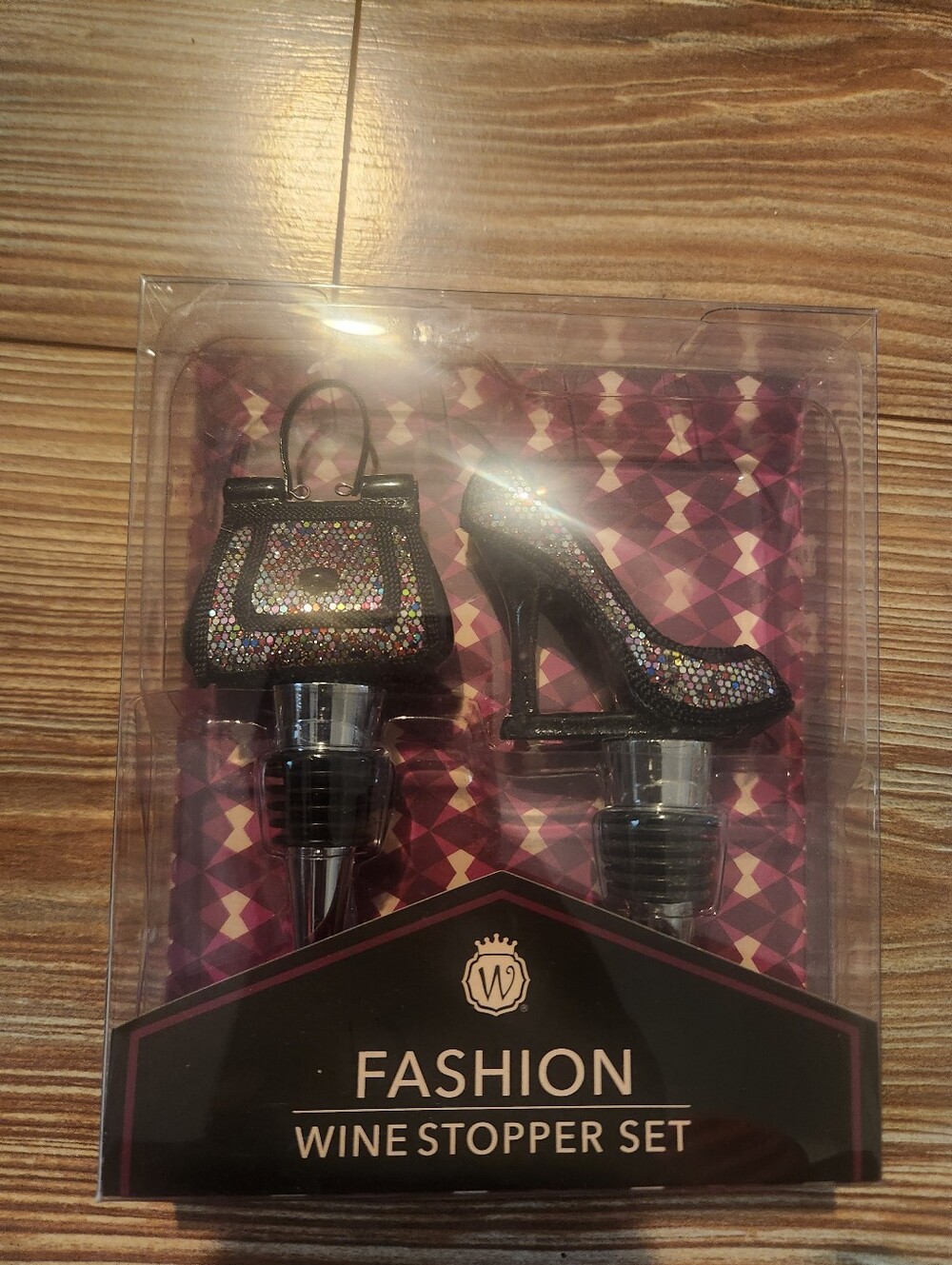 Wine Stopper Set - Black Glitter High Heel & Handbag